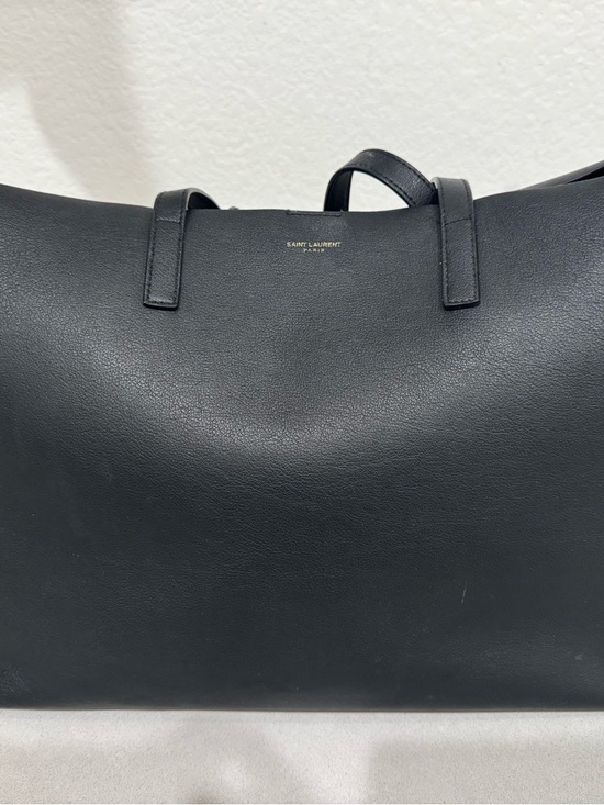 Saint Laurent Handbags - Saint Laurent Black Leather Duffel Bag with Gold Logo